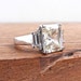 Princess Cut Yellow Stone Ring - Vintage Silver Tone Size 6 Cocktail Costume Jewelry / Light Yellow Sparkle