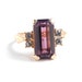Purple Stone & Rhinestone Ring - Vintage Size 6 - 7 Costume Jewelry / Violet Faux Amethyst