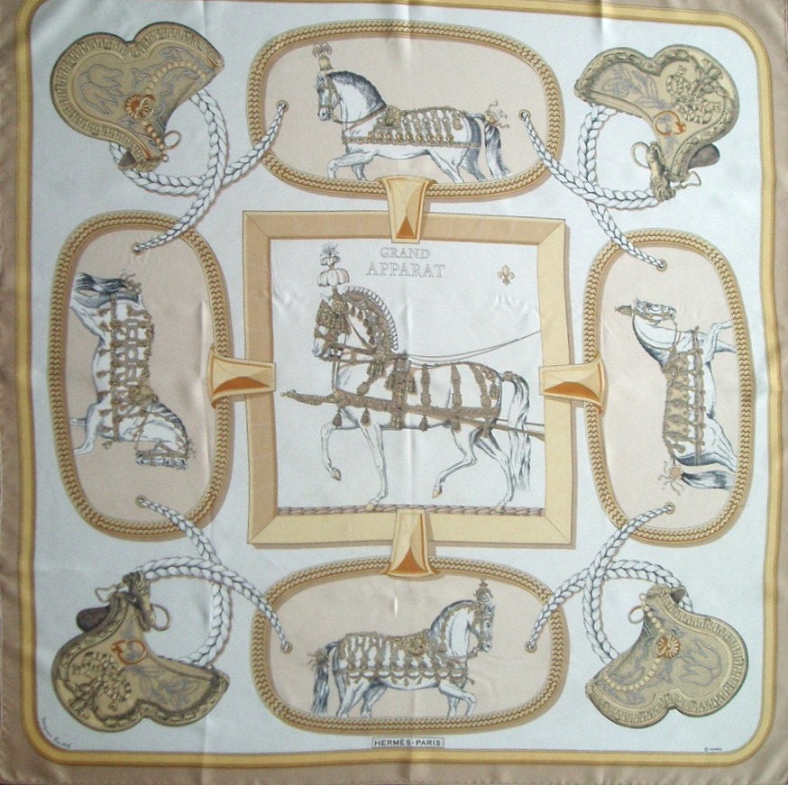 HERMES silk scarf 'Grand Apparat' by Jacques Eudel
