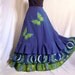 Green Willow Blues - Long African Hippie Skirt, Ooak Ethnic Boho chic, Green Blue 3-tiered skirt, Can fit Sizes - Small, Medium, Large, XL