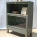 Vintage Steel Bookcase / Barrister Lawyers Style with Glass Front Doors and Knob / Modular