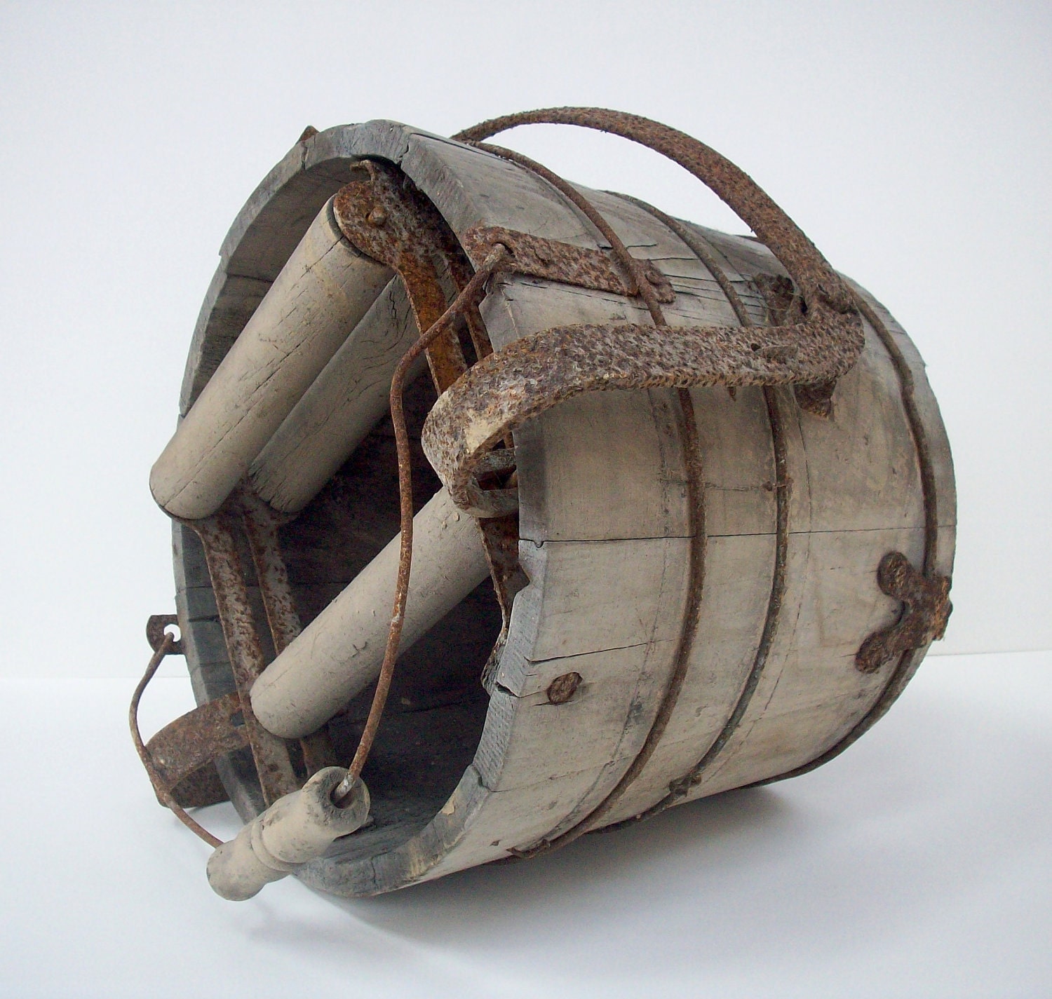 S A L E Vintage Wood Mop Bucket with Wringer Hardware