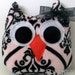 Madeline (Pink and Black Damask Minky Owl Pillow)