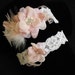 BEST SELLER,Ivory Blush Garter set, Lace garter set,Flower feather garter,Pink,Blush,Ivory, Style B059