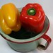 Mint Green Farmhouse Enamelware Chamber Pot with red edges