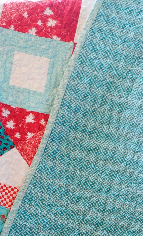 Quilt Aqua Turquoise Red