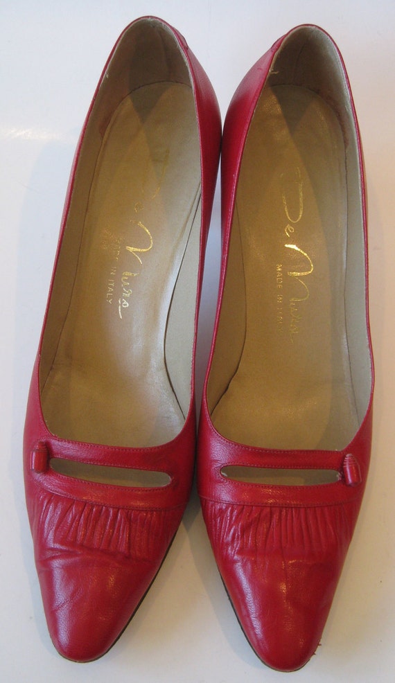 Vintage 60s Mod Red Italian Leather Summer Holiday High Heels