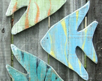 Beach-y Wooden Angel Fish, Tropical Fish, Rustic Wall Art