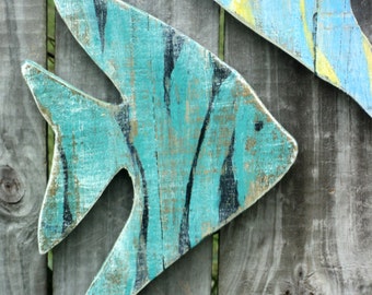 Beach-y Wooden Angel Fish, Coastal Living, Rustic Decor, Nautical