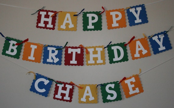 Items similar to Happy Birthday AND Name Banner - Bright Colors - 3 ...