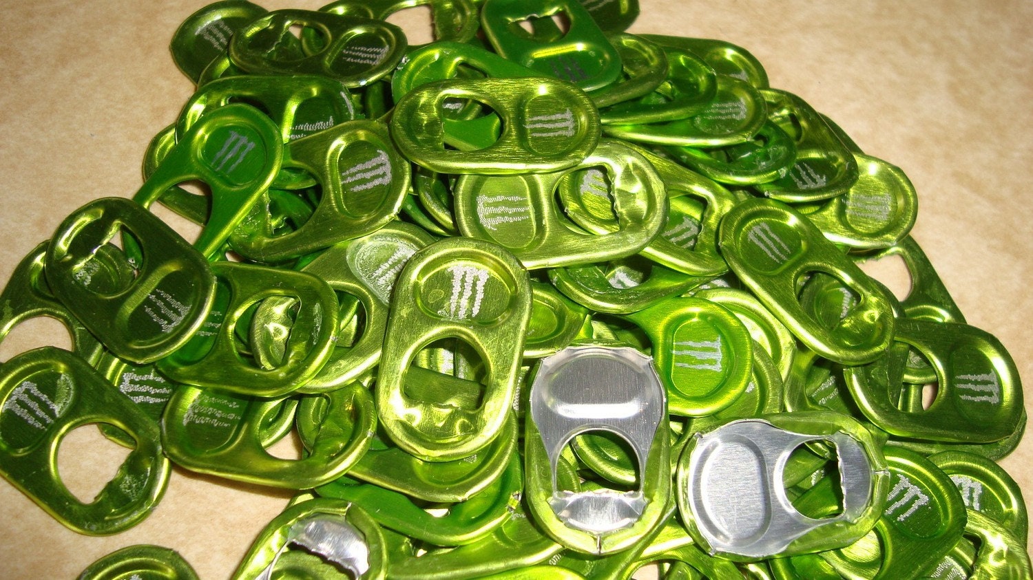 100 Lime Green Monster Tabs Energy Drink Aluminum Pull Tabs