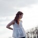 White Linen Pleated Top Sz Small ON SALE