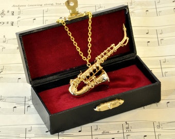 Alto Saxophone Necklace in Case - Saxophone Gift - Necklace - Saxophone Jewellery