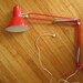 80s Red Adjustable Industrial Table Work Lamp