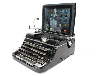 USB Typewriter -- Computer Keyboard and iPad Dock -- Glossy Black Underwood Champion