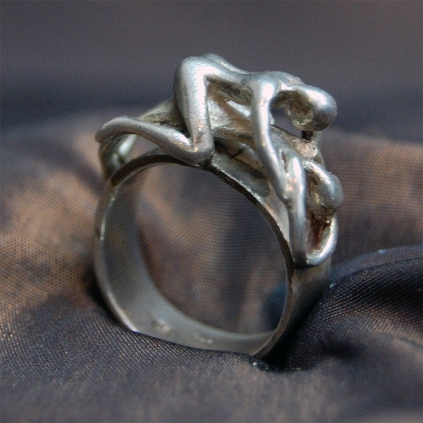 925 Silver Biblical Theme Adam And Eve Ring Erotica 