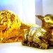 Vintage Silver Gold Salt, Pepper Shakers Lion, Lamb Godinger