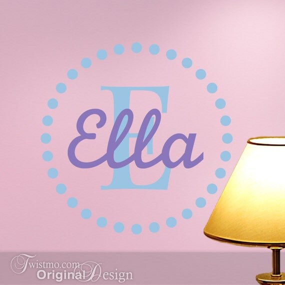 Custom Name and Initial Letter Vinyl Wall Monogram Decal with
