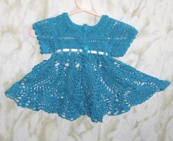 Baby Blue Dress Thread Crochet Newborn Gift Ideas With Diaper