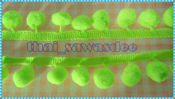 trim pom neon pom 2 Pillow Knitting Yards Case Quilting Lime Pom Decorate Pom Craft