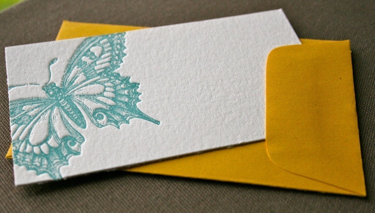 Butterfly Letterpress Enclosure Card