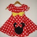 Minnie Mouse dress with applique RED polka dot dress(available in sizes 1 to 4)