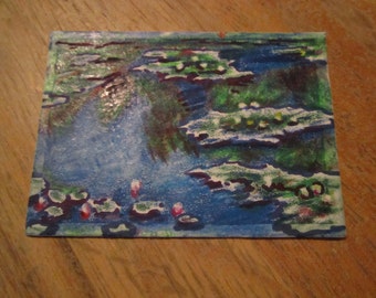Mini Masterpiece,- ACEO art trading card - Original artwork, Claude Monet, Waterlilies(not a print)