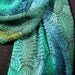 Stunning Handwoven Scarf, Blue Green Hand Woven Scarf, Bamboo / Soysilk