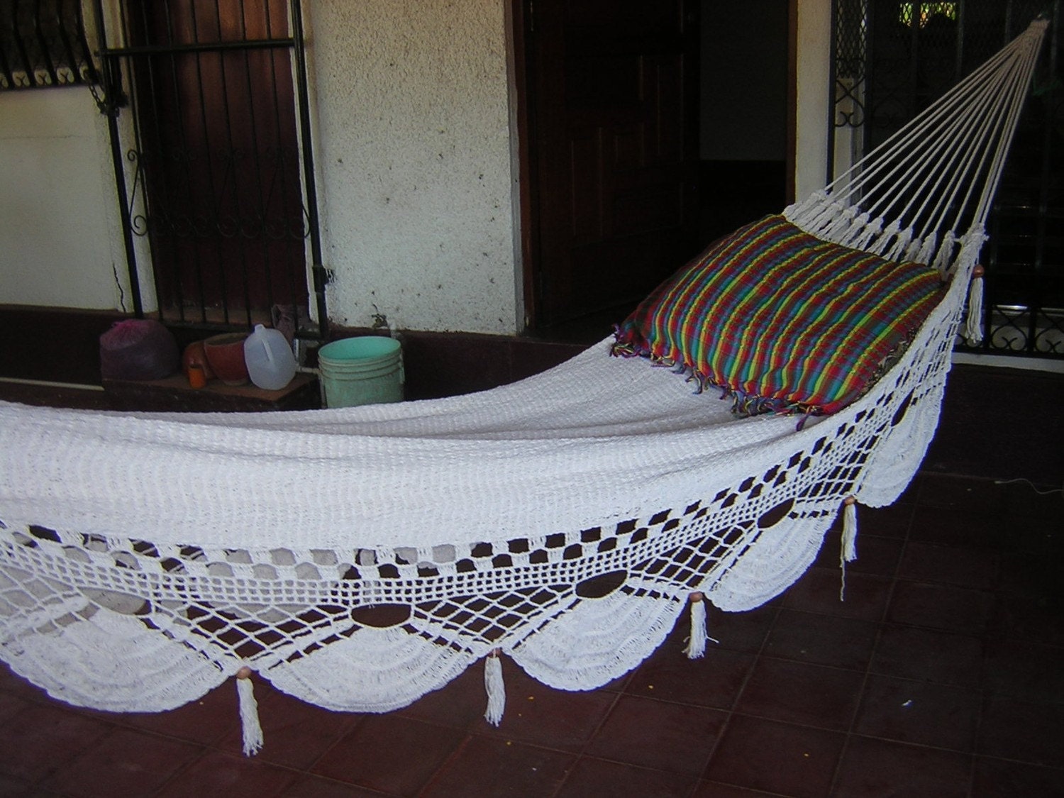 White Double Hammock handwoven Natural Cotton