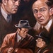 The Men from the Boys 18x24.1.5 oil on canvas film noir style painting by Kenney Mencher