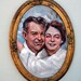 Mr. and Mrs. Langamour, oilpaint on gessoed illustration board, appx 20"x16" in vintage frame by Kenney Mencher