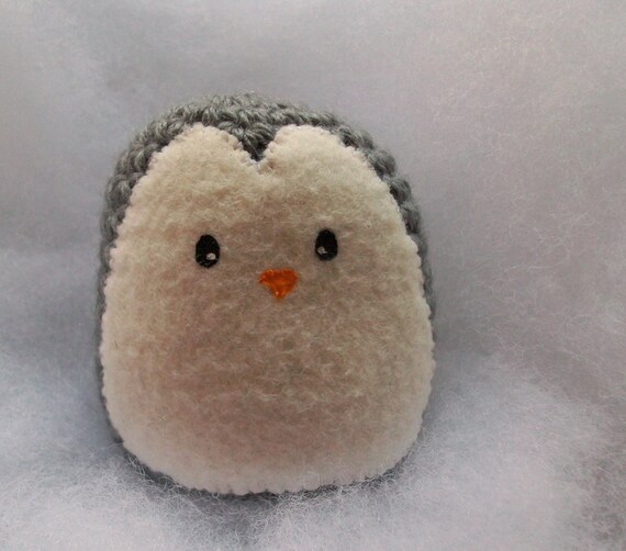 crochet penguin amigurumi toy or ornament // dark gray // made