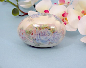 Lovely blue rose Easter or spring collectible egg