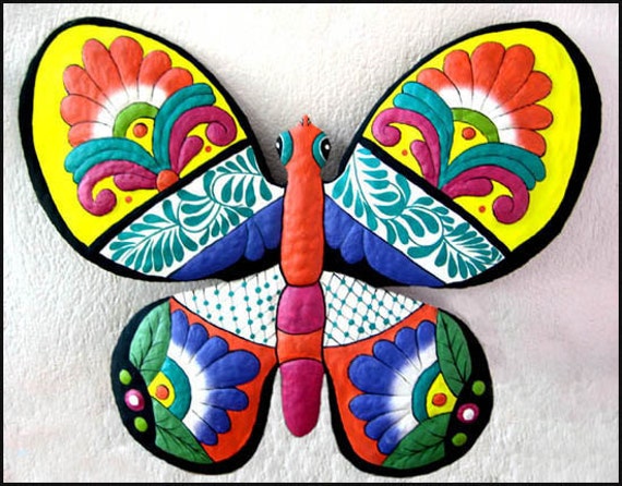 Butterfly Wall Decor Painted Metal Outdoor by TropicAccents