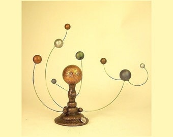 Orrery Solar System Model Miniature Steampunk Orreries Outer Space Sculpture Alien Stars Planets Moons Science Mobile Victorian Wood Orrery
