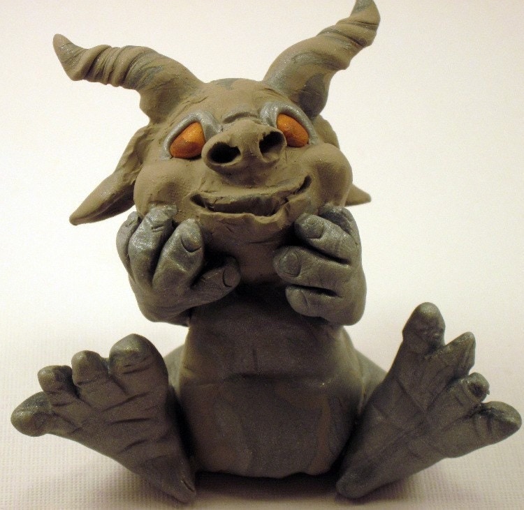 Polymer Clay Gargoyle by MyLittleMinions on Etsy