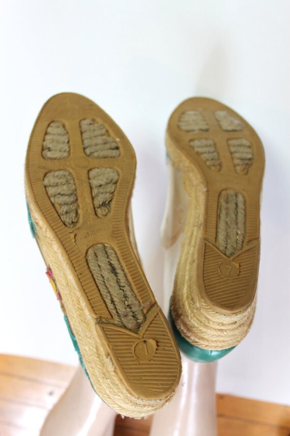 Shoes Espadrilles Vintage 1980s 80s AQUARIUM FISH Wedge