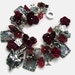 Red Riding Hood Red silver Charm Bracelet - WHAT BIG EYES You Have - Altered Art ooak - loaded