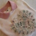 FREE SHIPPING - Battenburg Lace Heart Embellished Sweatshirt with Dusty Rose Collar - Large