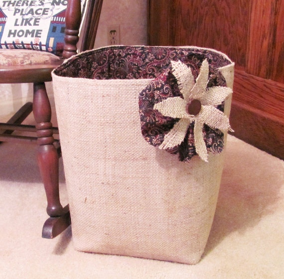 Extra Large XXL Burlap Blanket Basket Organizer Bin with