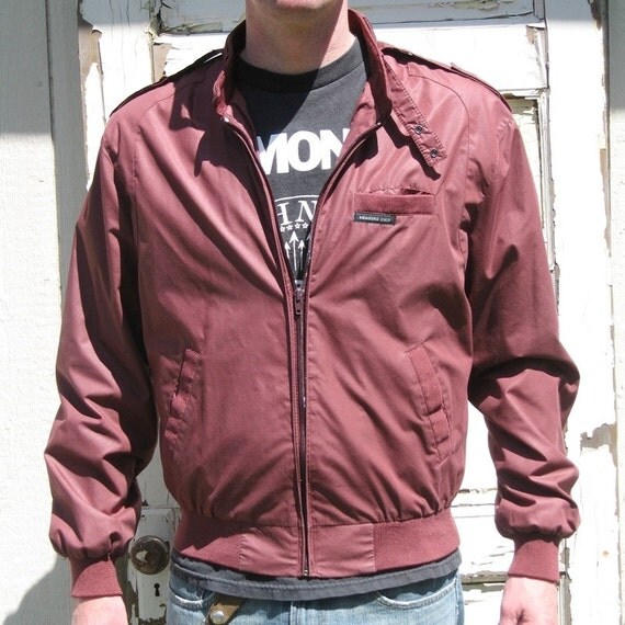 80s Mens Members Only Jacket Burgundy Brown Retro Chic
