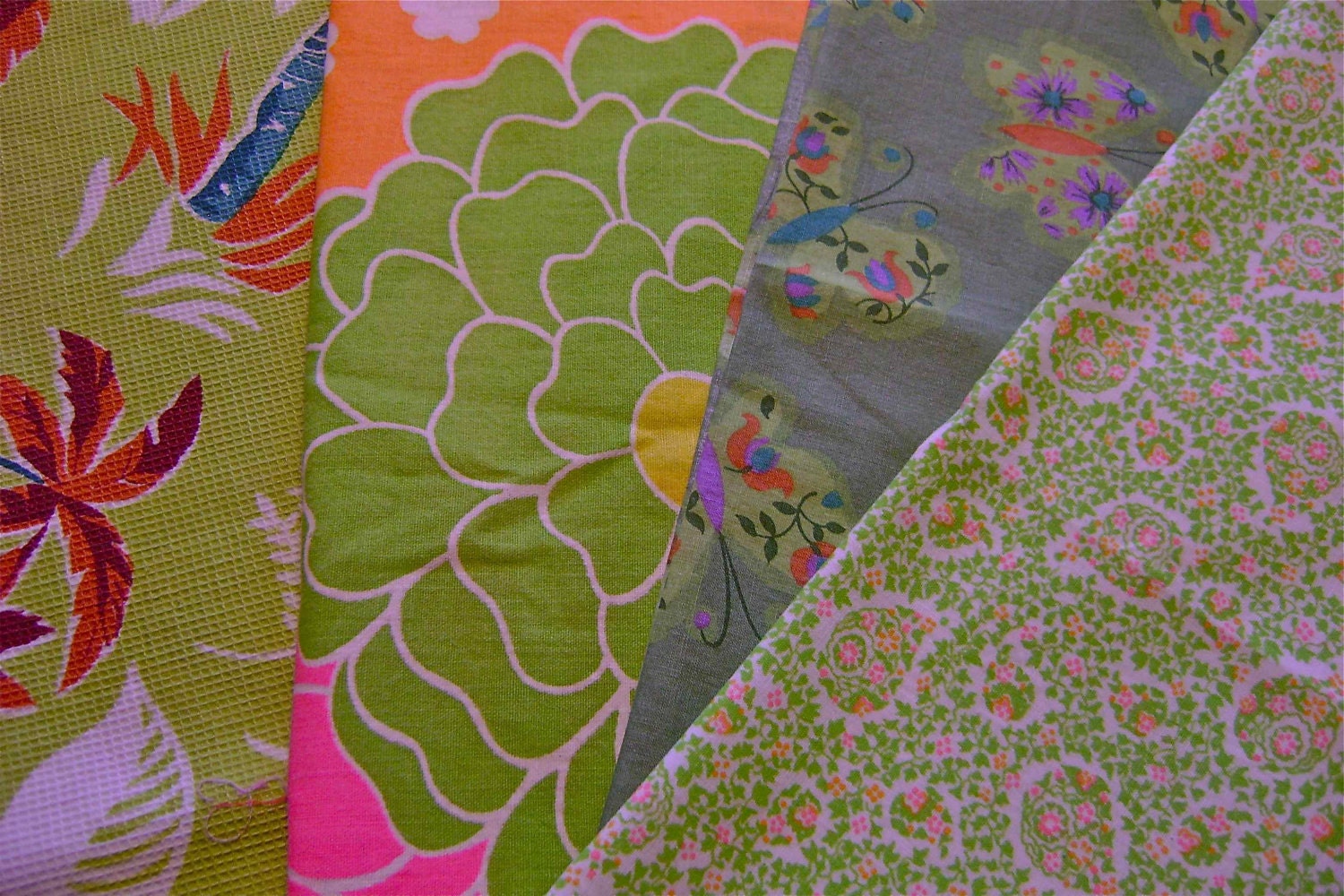 Vintage Bright Mod Fabric Lot by perfectmomentpillows on Etsy