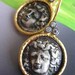 EROS EARRING antique ancient inspired gold coin sterling