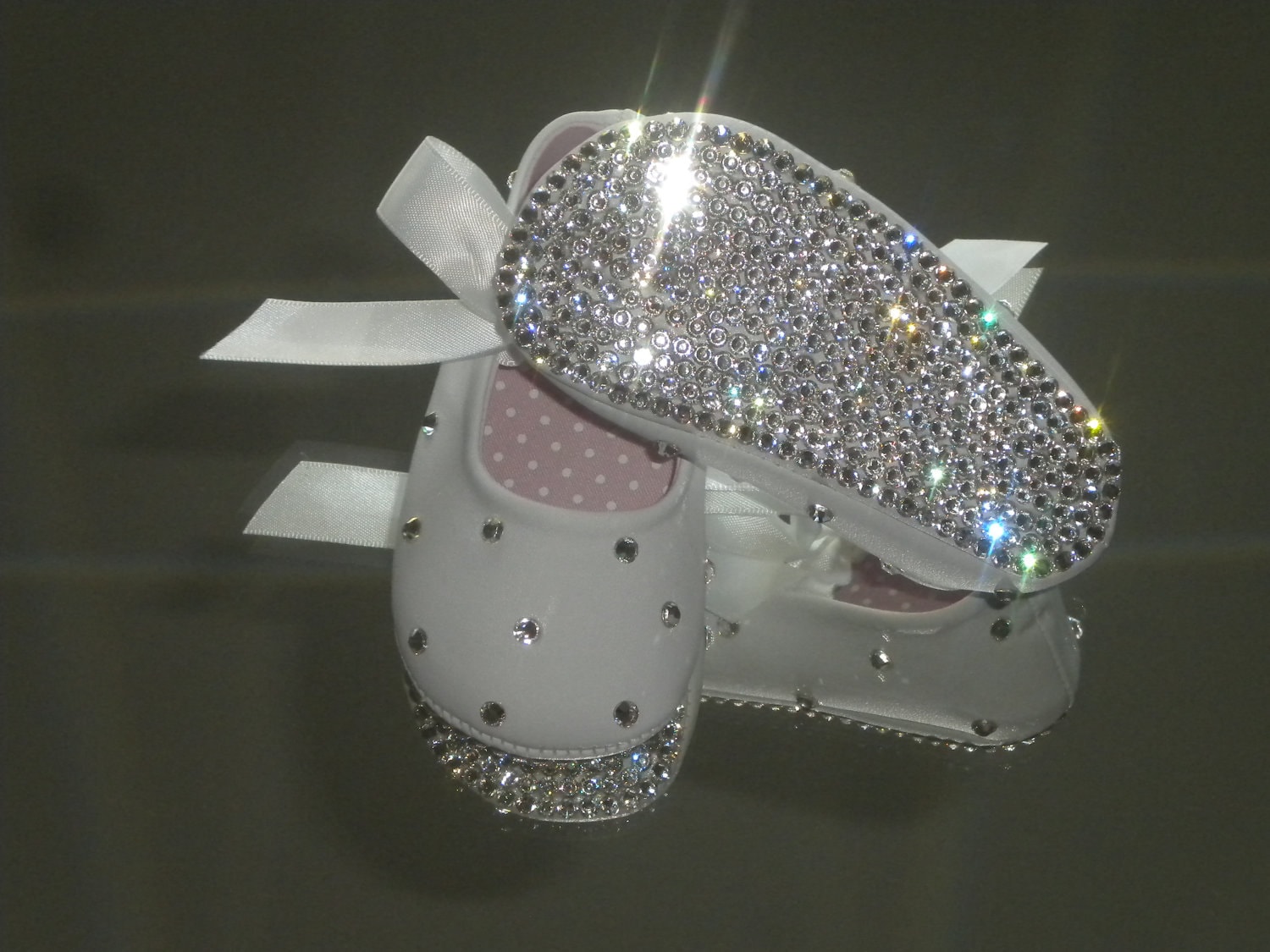 SWAROVSKI Rhinestone Baby Shoes Clear Crystal Baptism