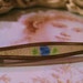 10 Dollar Sale Antique Gillouche Romantic Dainty Blue Floral Lingerie Pin Sturdy Brass Setting C Clamp