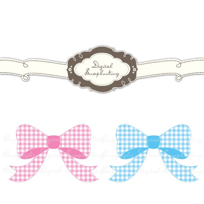 Printable Baby Ribbon Bows Clip Art Commercial Use