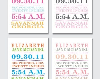 Birth Announcement Print -- Modern Typography -- Baby Girl -- 8 x 10