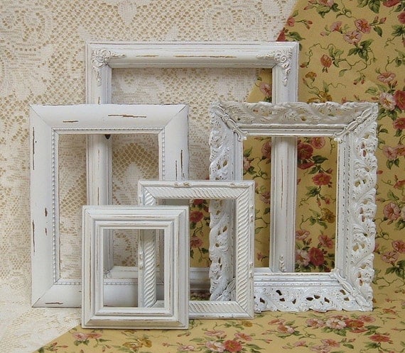 Shabby Chic Frames White Picture Frames Set Ornate Distressed