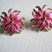 Vintage Dainty Pink Enamel and Gold Tone Flower Earrings Pretty In Pink