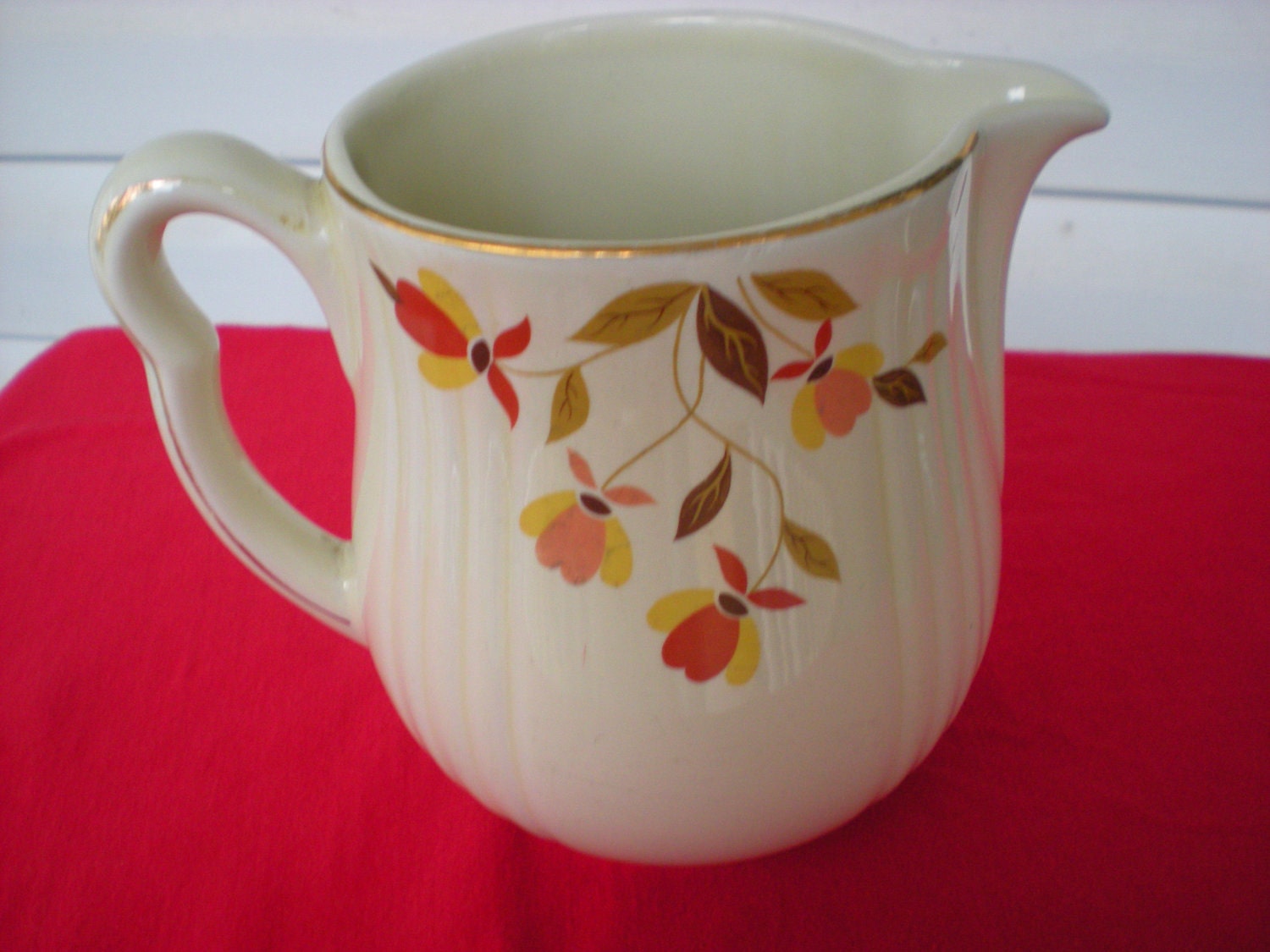 Vintage Hall's Quality Kitchenware Autumn Leaf Pitcher